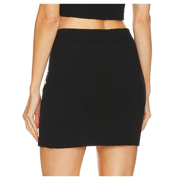 SAYLOR Black Cocktail Mini Skirt LARGE Bandage Slit Rhinestone Designer $308 NEW - Picture 3 of 9